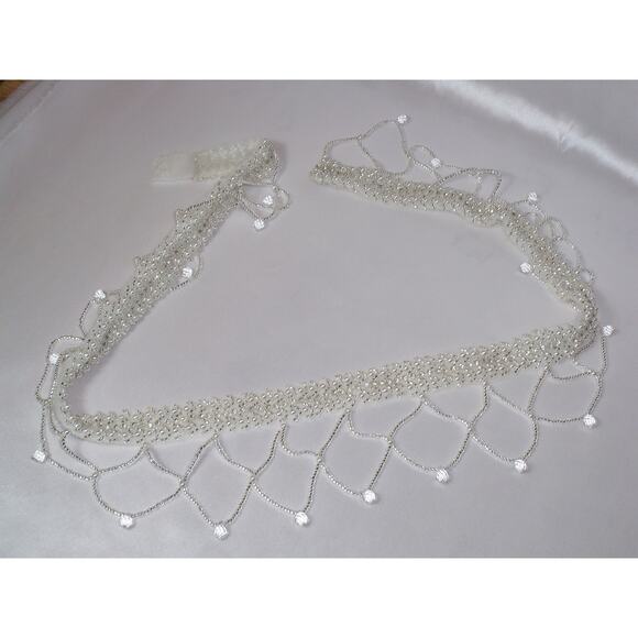 Beaded bridal belt crystal beaded sash dress belt beaded wedding dress sash - Picture 5 of 5